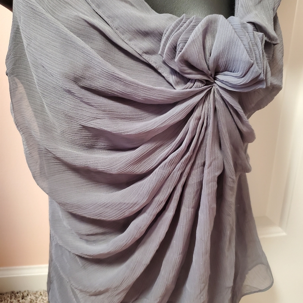 New York & Company Sleeveless Ruched Chiffon Top - Picture 3 of 13